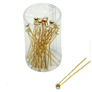 GOLD HAIRPINS WITH JET KDG