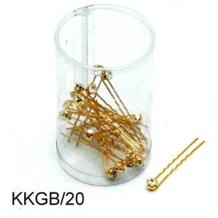 GOLD HAIRPINS WITH GLASS JET  KKGB/20