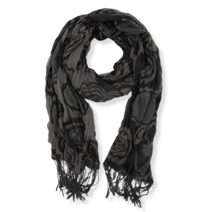 WOMEN'S BROWN SCARF WITH FRINGES                                                                     SZAL-29