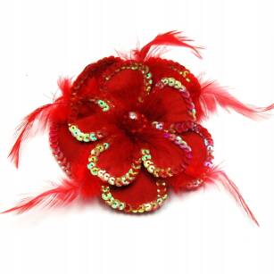 WOMEN'S BROOCH / ERASER WITH A RED FLOWER AND SEQUINS                                       0615-754