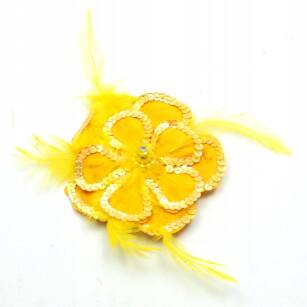 WOMEN'S BROOCH / ERASER WITH A YELLOW FLOWER AND SEQUINS                                              0615-756