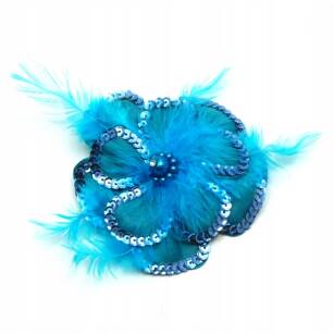 WOMEN'S BROOCH / ERASER WITH A BLUE FLOWER AND SEQUINS                                             0615-757