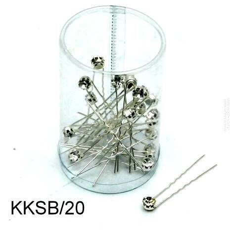 SILVER HAIRPINS WITH GLASS JET  KKSB/20