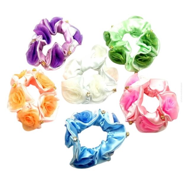 GUMKI SCRUNCHIE DO WŁOSÓW WIELOKOLOROWE 6 SZTUK                                                                               (0290-500)