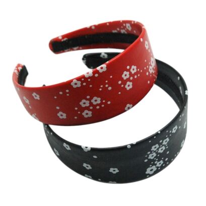 OPASKI SZEROKIE CZARNE, CZERWONE W KWIATKI 4 SZTUKI  (7431-3 SAM)