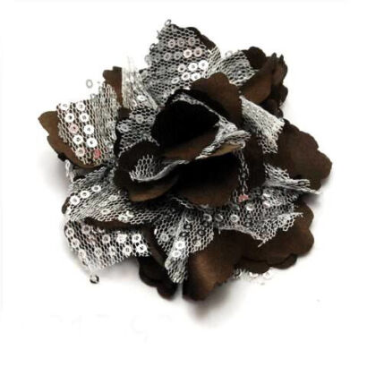 BROSZKA / GUMKA DO WŁOSÓW / SPINKA Z CEKINAMI CZARNO-BRĄZOWA 0615-696