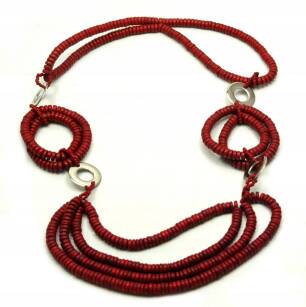 WOODEN BEADS / RED PENDANT                                                                                                       0676-564