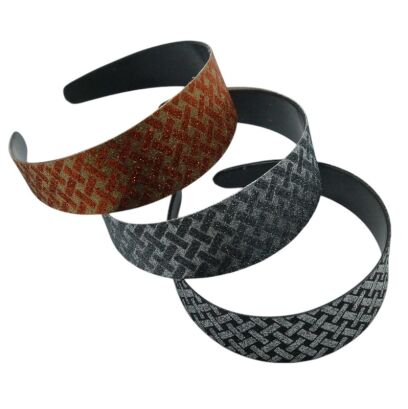 OPASKI DO WŁOSÓW SZEROKIE OZDOBNE BROKATOWE 6 SZTUK KRATKA (5201 SA)